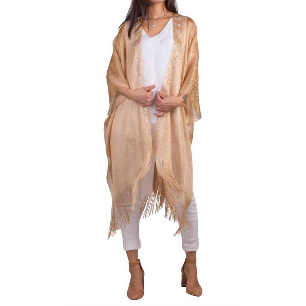 NEW GIGI MODA spiaggia open front kimono in gold